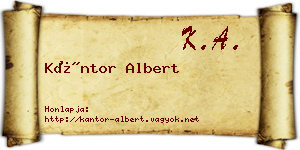 Kántor Albert névjegykártya