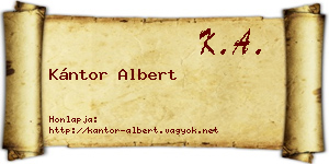 Kántor Albert névjegykártya